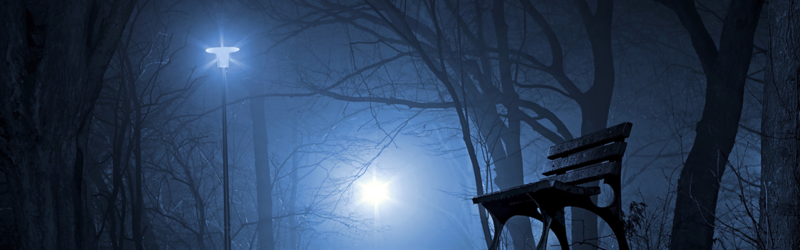 Park bench at night