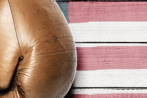 Boxing gloves with American flag